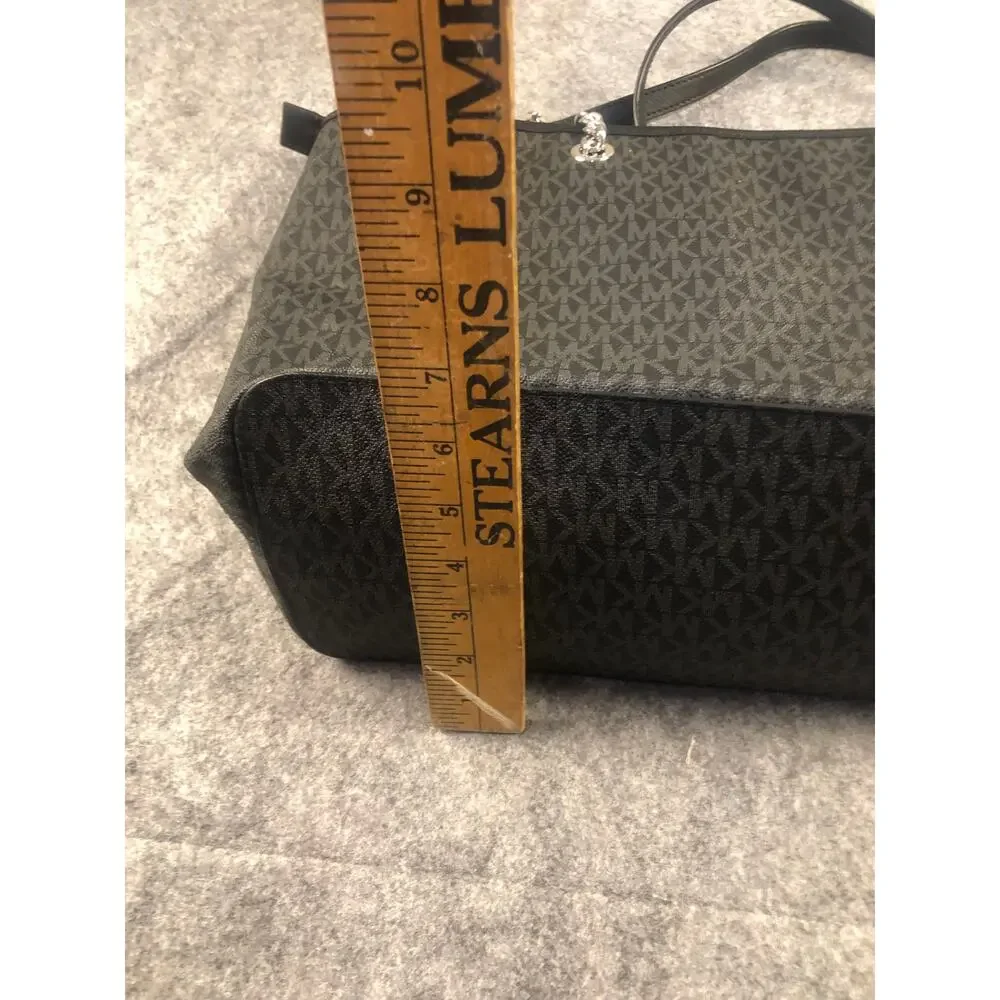 Michael Kors Black MK Logo Jet Set Travel Tote Tablet Zip NWOT - Picture 8 of 10